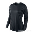 Durable black running top with main fabric neck tape, women's sport wear, breathable and comfortable